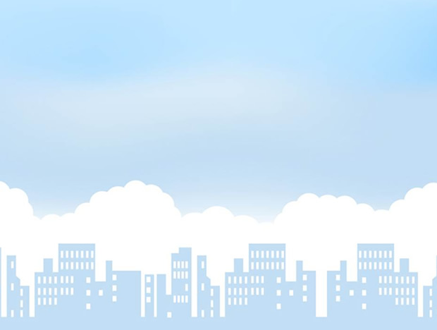 蓝色优雅矢量城市大厦PPT模板、业务模板